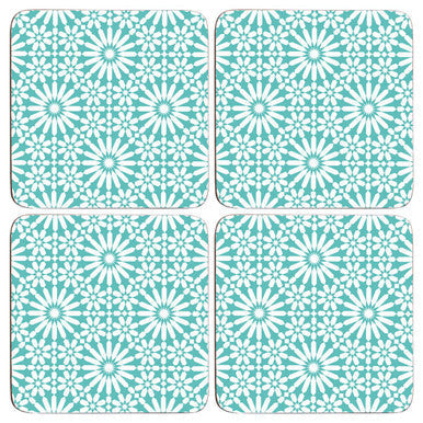 Set of 4 Blue Flower Cork Coasters