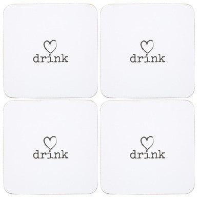 Set of 4 Heart Drink Coasters