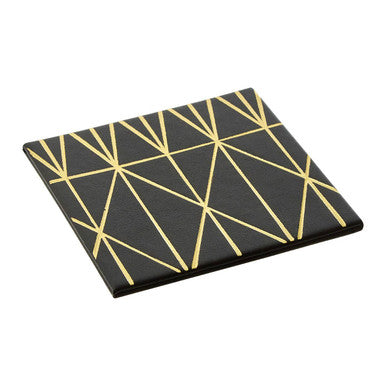 Set of 4 Prism Black and Gold Faux Leather Coasters