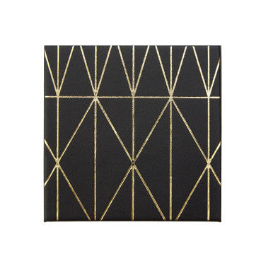Set of 4 Prism Black and Gold Faux Leather Coasters