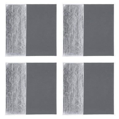 Set of 4 Leather Effect Grey and Silver Coasters