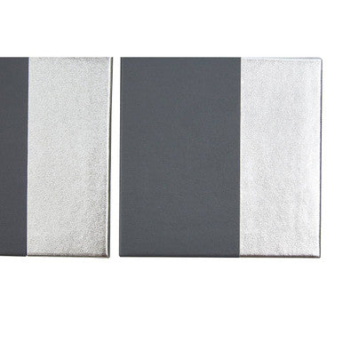 Set of 4 Leather Effect Grey and Silver Coasters