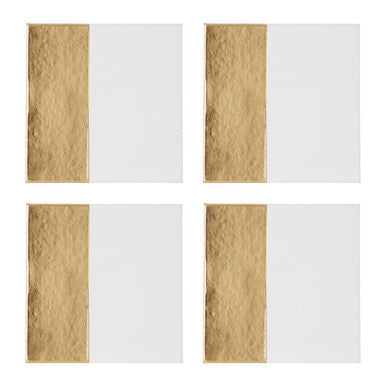 Set of 4 Square White and Gold Coasters