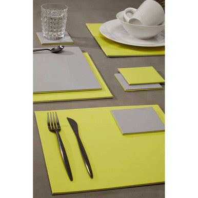Reversible Grey and Green Placemat and Coaster Set of 4