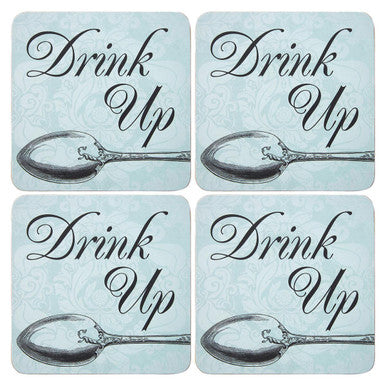 Set of 4 Drink Up Cork Coasters