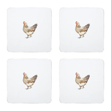Set of 4 Hen Cork Coasters