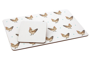 Set of 4 Hen Cork Coasters