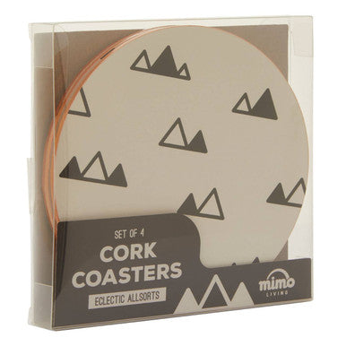 Set of 4 Black and White Cork Coasters