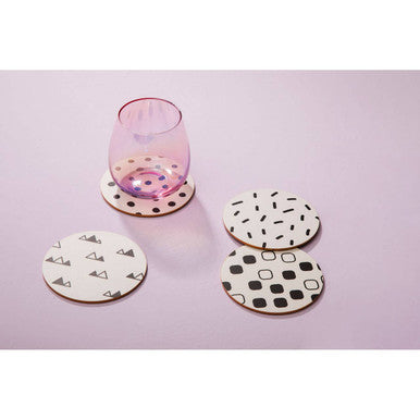 Set of 4 Black and White Cork Coasters
