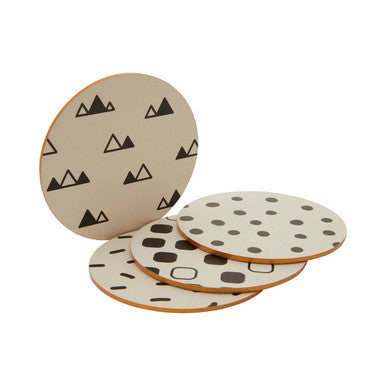 Set of 4 Black and White Cork Coasters