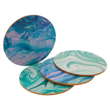Set of 4 Round Marble Effect Cork Coasters