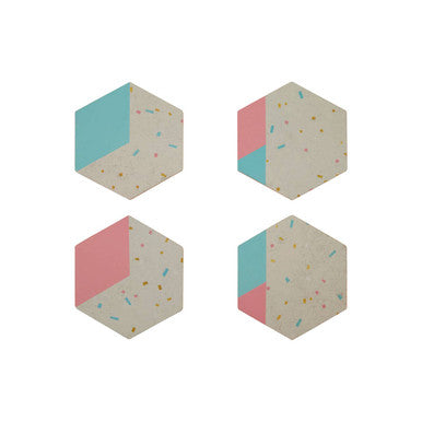 Set of 4 Hexagonal Pastel Cork Coasters