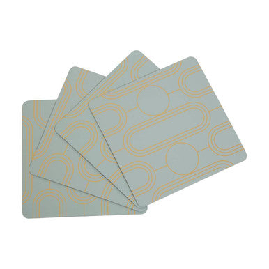 Set of 4 Pastel Green Art Deco Coasters