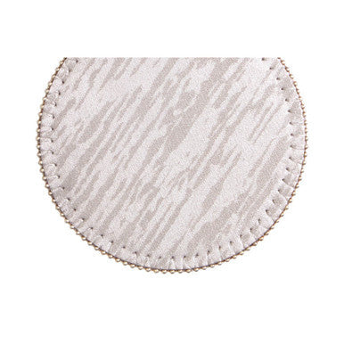 Set of 4 Silver Round Coasters with Pearl Fringe