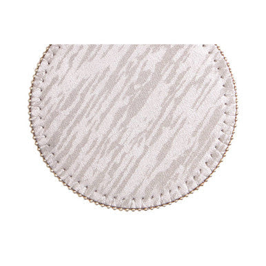 Set of 4 Silver Round Coasters with Pearl Fringe
