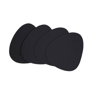 Set of 4 Pebble Black Leather Coasters