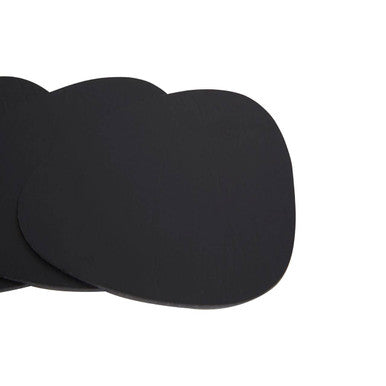 Set of 4 Pebble Black Leather Coasters
