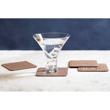 Set of 4 Square Coasters with Pearl Fringe