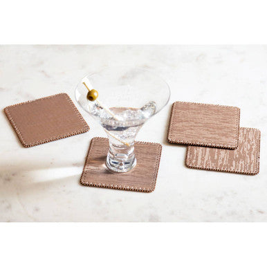 Set of 4 Square Coasters with Pearl Fringe