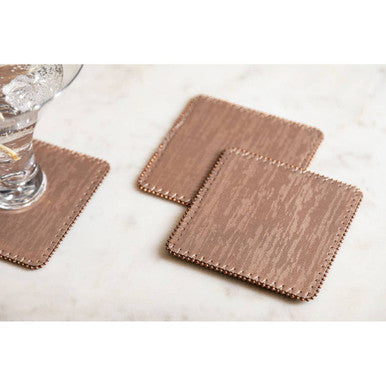 Set of 4 Square Coasters with Pearl Fringe