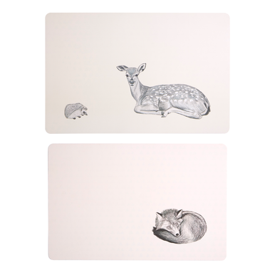 Set of 2 Fox and Deer Placemats and Coasters
