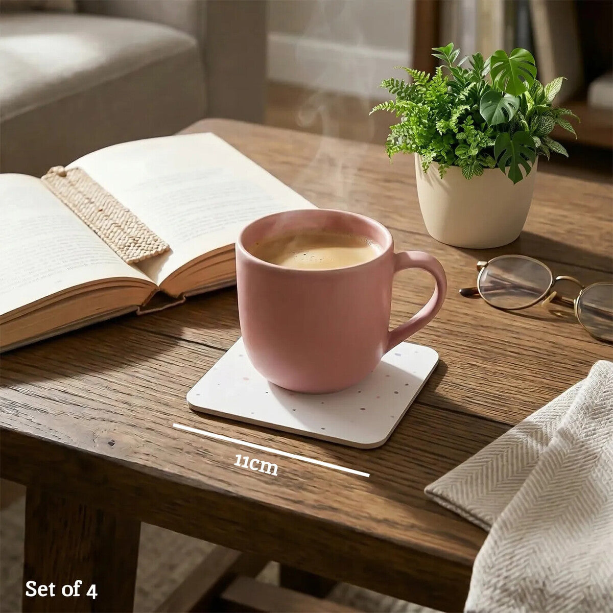 Set of 4 Speckled Square Coasters
