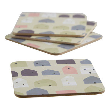 4 Piece Square Multicolour Coasters
