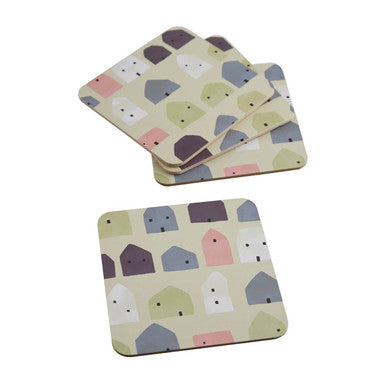 4 Piece Square Multicolour Coasters