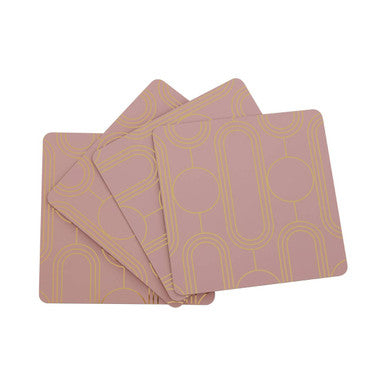 Set of 4 Pastel Pink Art Deco Coasters