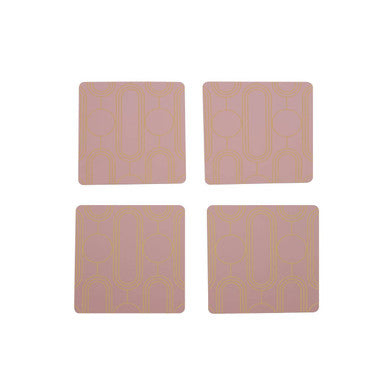 Set of 4 Pastel Pink Art Deco Coasters