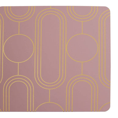 Set of 4 Pastel Pink Art Deco Coasters