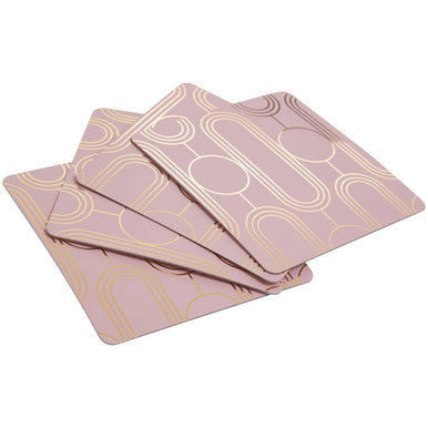 Set of 4 Pastel Pink Art Deco Coasters