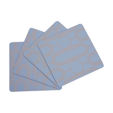Set of 4 Pastel Blue Art Deco Coasters