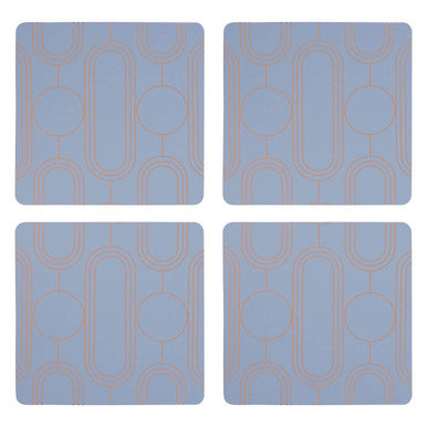 Set of 4 Pastel Blue Art Deco Coasters
