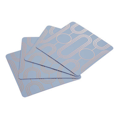 Set of 4 Pastel Blue Art Deco Coasters