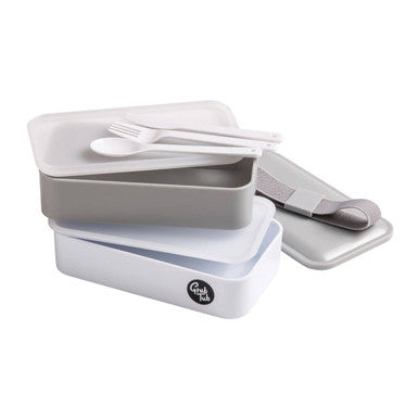 Grey Stackable Lunch Box with Cutlery
