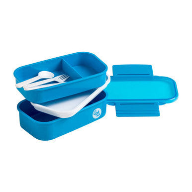 Blue 2 Tier Lunch Box with Cutlery