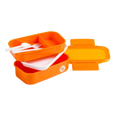 Orange 2 Tier Lunch Box with Cutlery