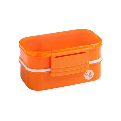 Orange 2 Tier Lunch Box with Cutlery