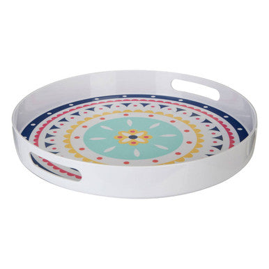 Floral Print Serving Tray with Cut Out Handles