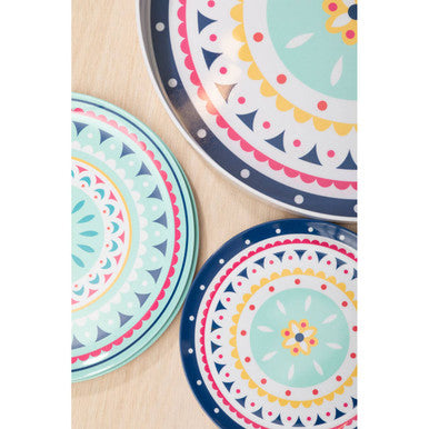 Floral Print Serving Tray with Cut Out Handles
