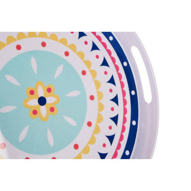 Floral Print Serving Tray with Cut Out Handles