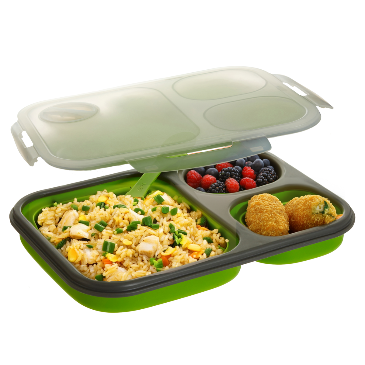 Green Collapsible Lunch Box with Spork