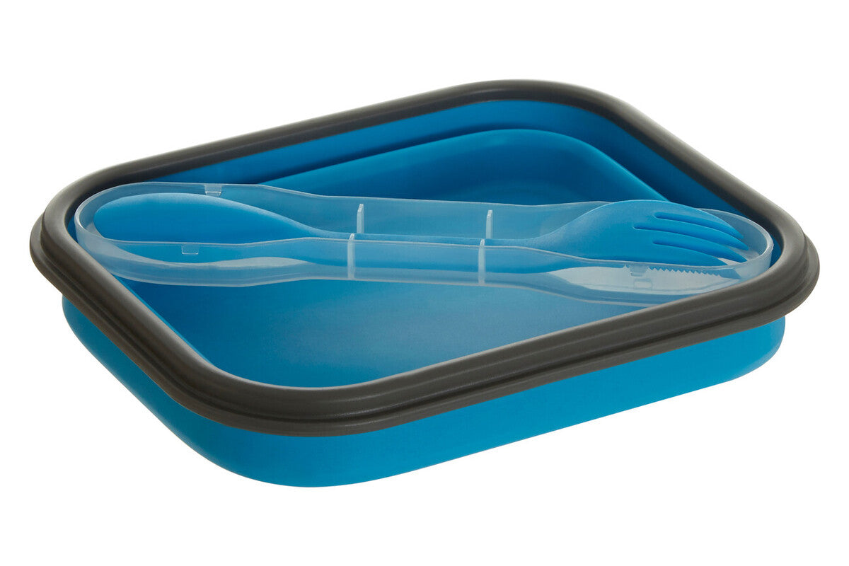 Blue Collapsible Lunch Box with Spork