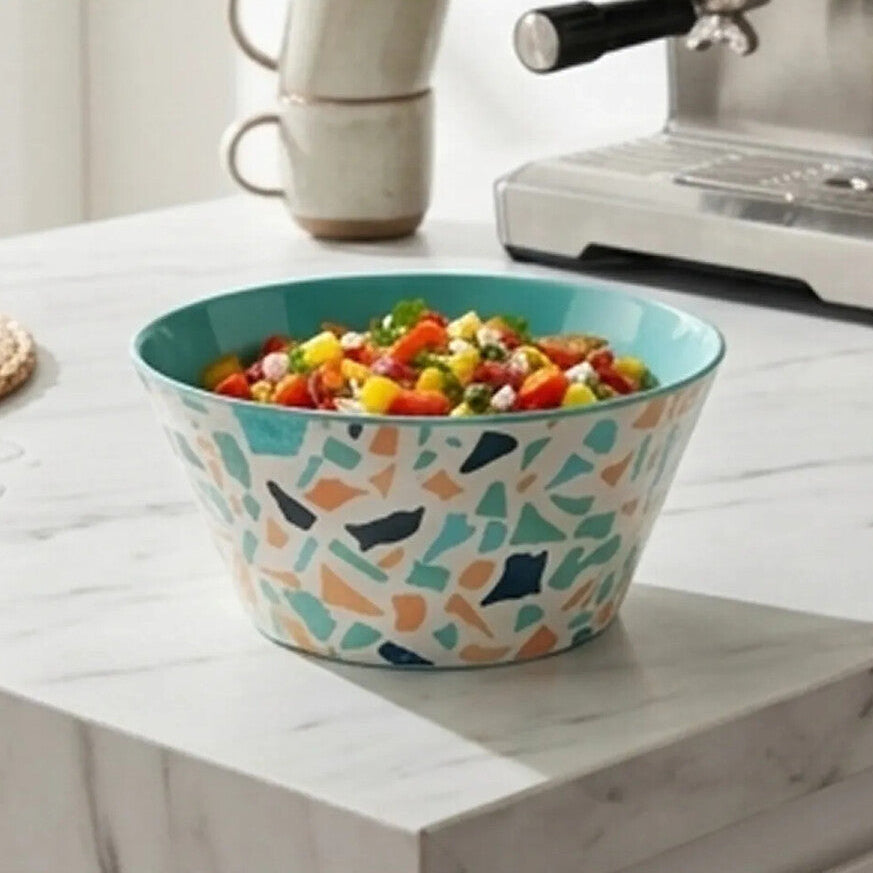 Terrazzo Pattern Bowl with Pastel Green Interior