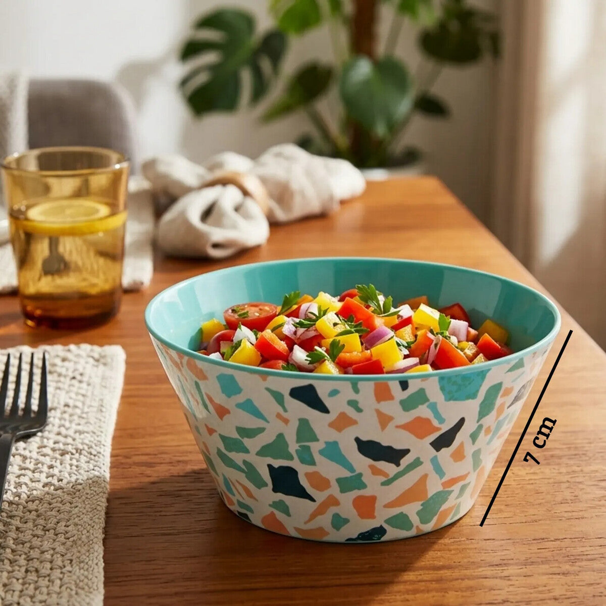 Terrazzo Pattern Bowl with Pastel Green Interior