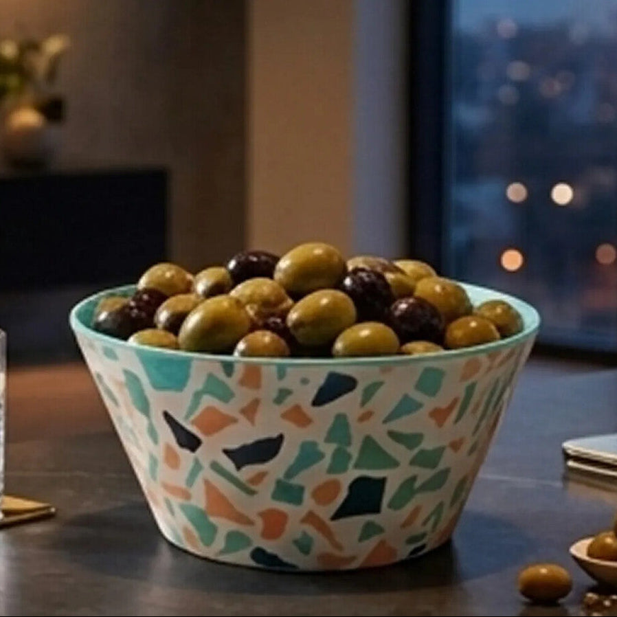 Terrazzo Pattern Bowl with Pastel Green Interior