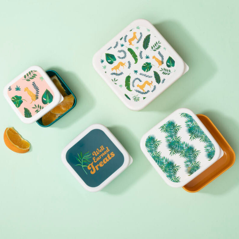 Set of 4 Palm Print Lunch Boxes