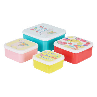 Set of 4 Alpaca and Fruit Lunch Boxes