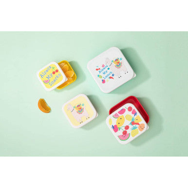 Set of 4 Alpaca and Fruit Lunch Boxes